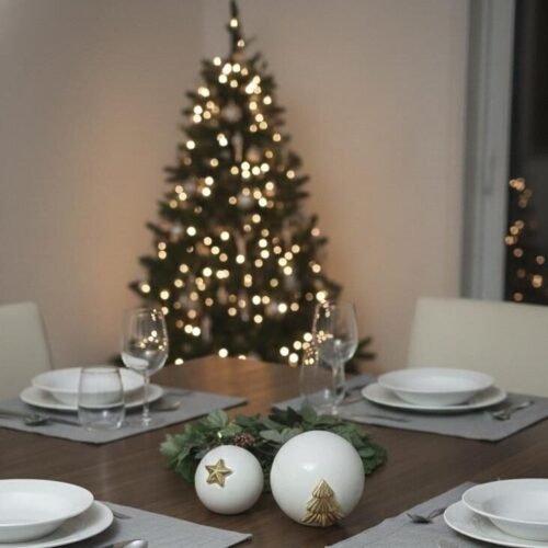 Adorno navideño de cerámica blanca